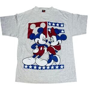 Vintage 90s Disney's Mickey & Minnie Mouse USA patriot graphic t-shirt adult OS